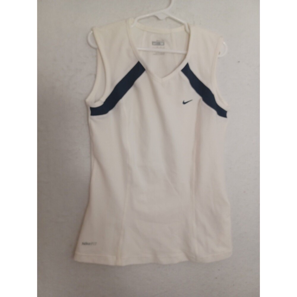 Nike Boys Shirt Sleeveless White Medium 10/12 Youth Swoosh Logo Shiny Basketball